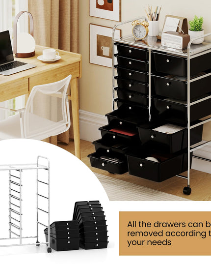 Giantex 15 Drawer Rolling Cart with Drawers for Tools