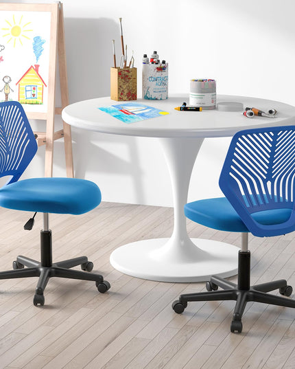 Giantex Kids Desk Chair, Armless Kids Computer Chair with Lumbar Support, Mesh Adjustable Swivel Study Chair with Wheels