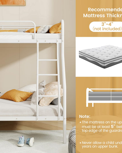 Giantex Metal Bunk Beds Twin Over Full Size, Heavy Duty Bunk Bed for Teens Adults with Ladder & Guardrails