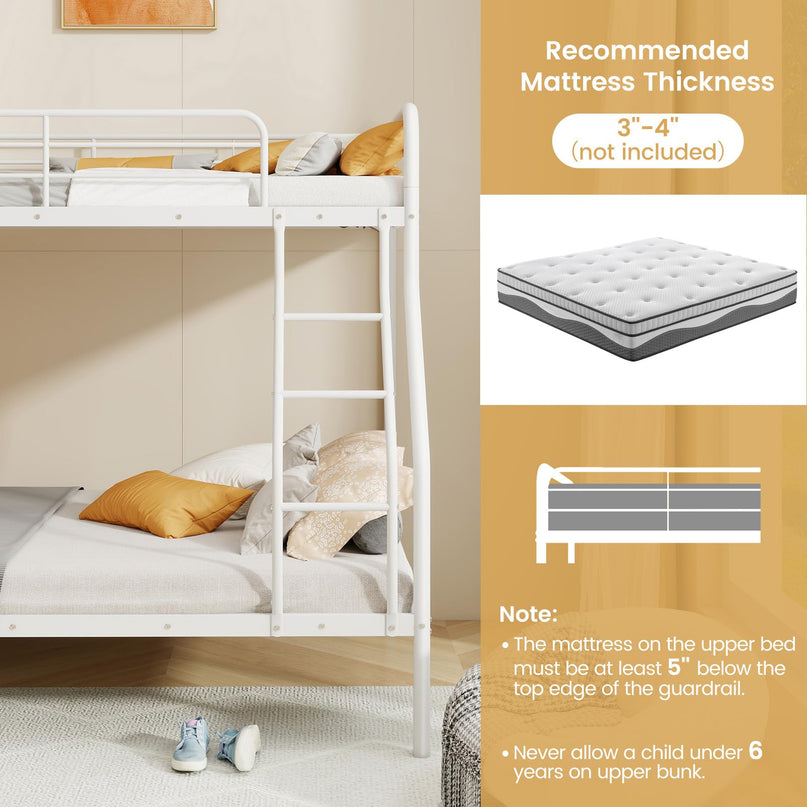 Giantex Metal Bunk Beds Twin Over Full Size, Heavy Duty Bunk Bed for Teens Adults with Ladder & Guardrails