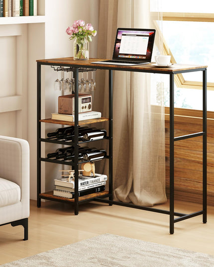 Giantex 48" Bar Table with Storage Shelves for Kitchen Living Room Dinette
