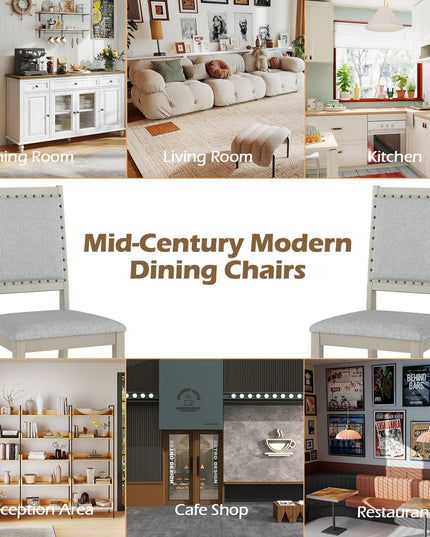 Giantex Farmhouse Dining Chairs Set of 2/4 for Dining Room Living Room Restaurant