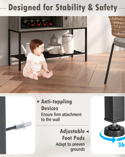 Giantex Buffet Cabinet with Power Outlets & USB Ports, Wood Coffee Bar Cabinet