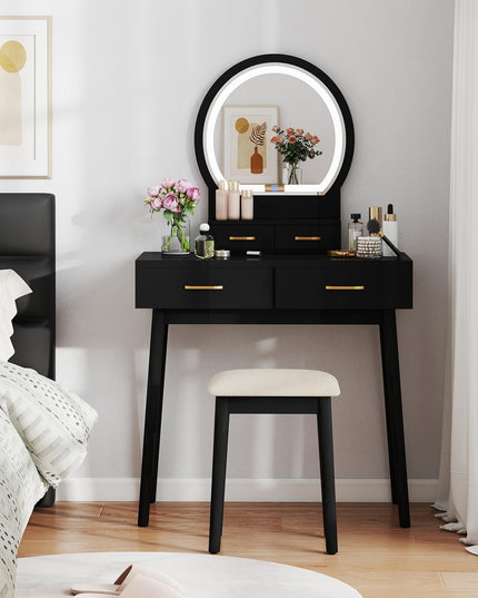 CHARMAID Modern Girls Dressing Table and Stool Set for Small Bedroom