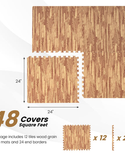 Giantex Foam Floor Tiles, 12 pcs Interlocking Foam Tiles with 24 Edge Pieces