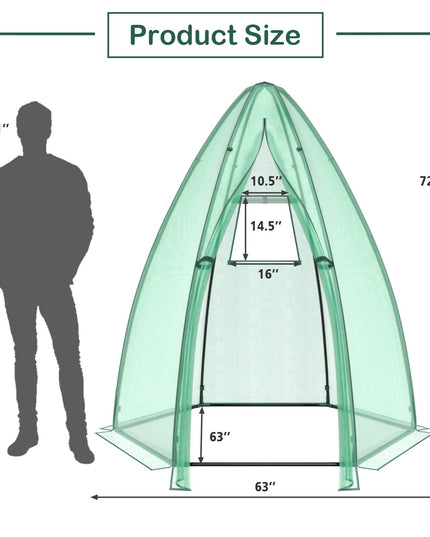 Giantex Portable Walk-in Greenhouse - 5.5’x5.5’x6’ PE Cover, Roll-up Zippered Door, Window