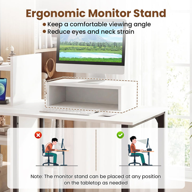 Giantex 43.5" Computer Desk with Power Outlets for Small Spaces