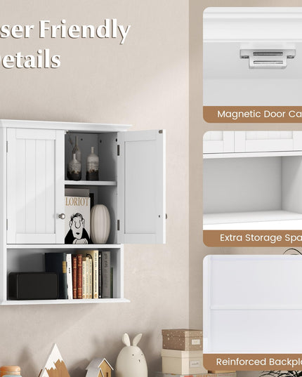 Giantex Wall Mounted Medicine Cabinets - Above Toilet Bathroom Cabinet with Adjustable Shelf
