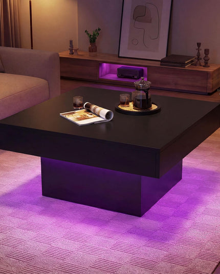 Giantex Table basse carrée à LED avec télécommande