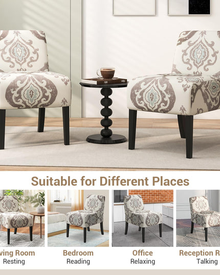 Giantex Armless Accent Chair Set of 1/2/4, Upholstered Living Room Chair with Rubber Wood Legs
