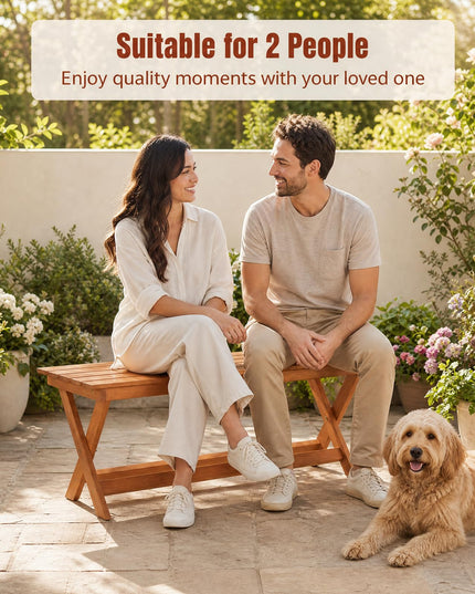 Giantex Outdoor Wooden Bench with X-Shaped Legs & Reinforced Crossbars