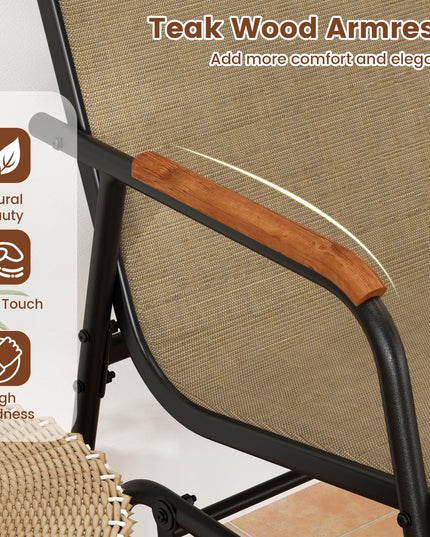 Giantex 3-Person Swing Gliding Loveseat with Curved Teak Armrests