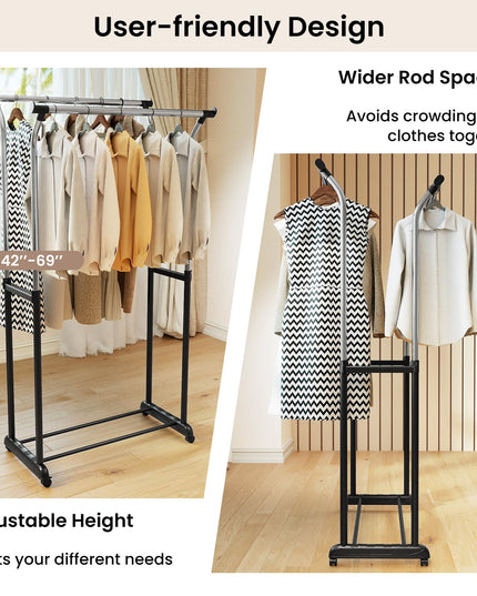 Portant à vêtements portable Giantex avec hauteur réglable et roulettes