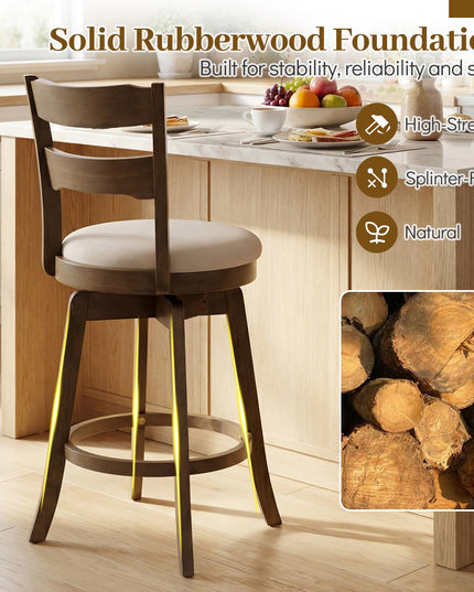 Giantex Tabourets de bar pivotants lot de 2 ou 4 | Tabourets hauteur bar de 77,5 cm avec assise en tissu rembourré