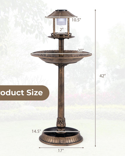 Giantex 42 inch Bird Bath Solar Lighted