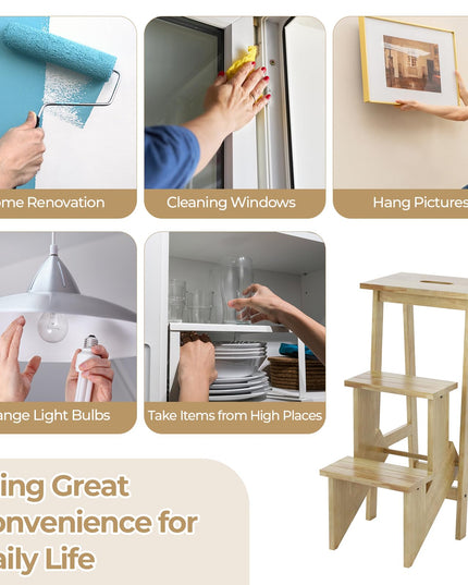 Giantex 3 Tier Folding Step Ladder for Library