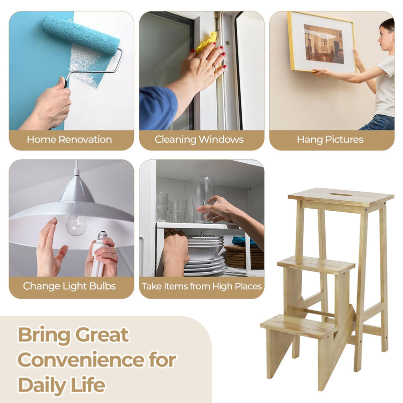 Giantex 3 Tier Folding Step Ladder for Library