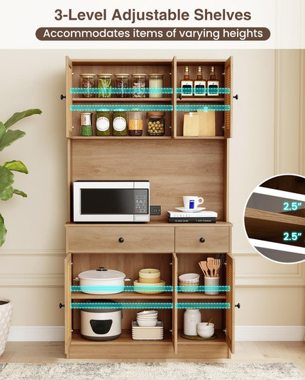 Buffet de Cuisine Giantex 180 cm, Armoire de Rangement Bohème