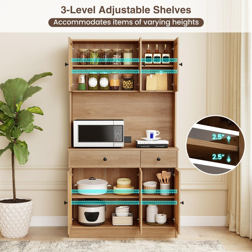 Giantex Kitchen Hutch 71" Tall Boho Pantry Cabinet