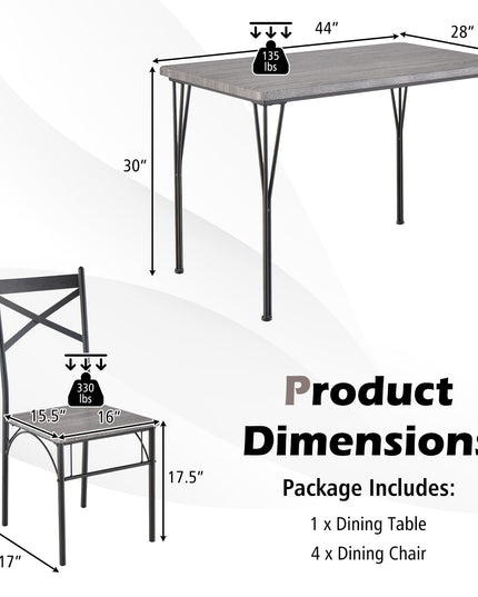 Giantex 5-Piece Dining Table Set, Modern Rectangular Dining Table & 4 Dining Chairs Set with Metal Frame