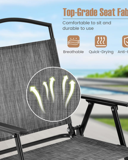 Giantex 4 Pieces Patio Dining Set, Outdoor Dining Table Set with 4 Folding Chairs (Gray)