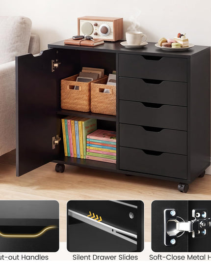 Giantex 5-Drawer File Cabinet with Door and Adjustable Shelf