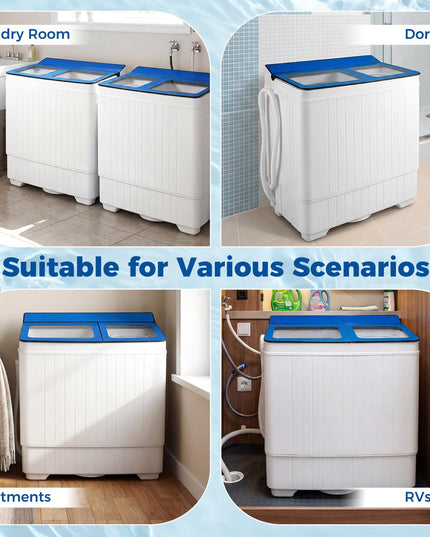 Giantex Portable Washing Machine 26LBS Twin Tub Mini Compact Laundry Washer