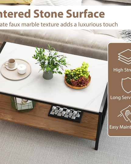 Giantex 2-Tier Coffee Table with Storage