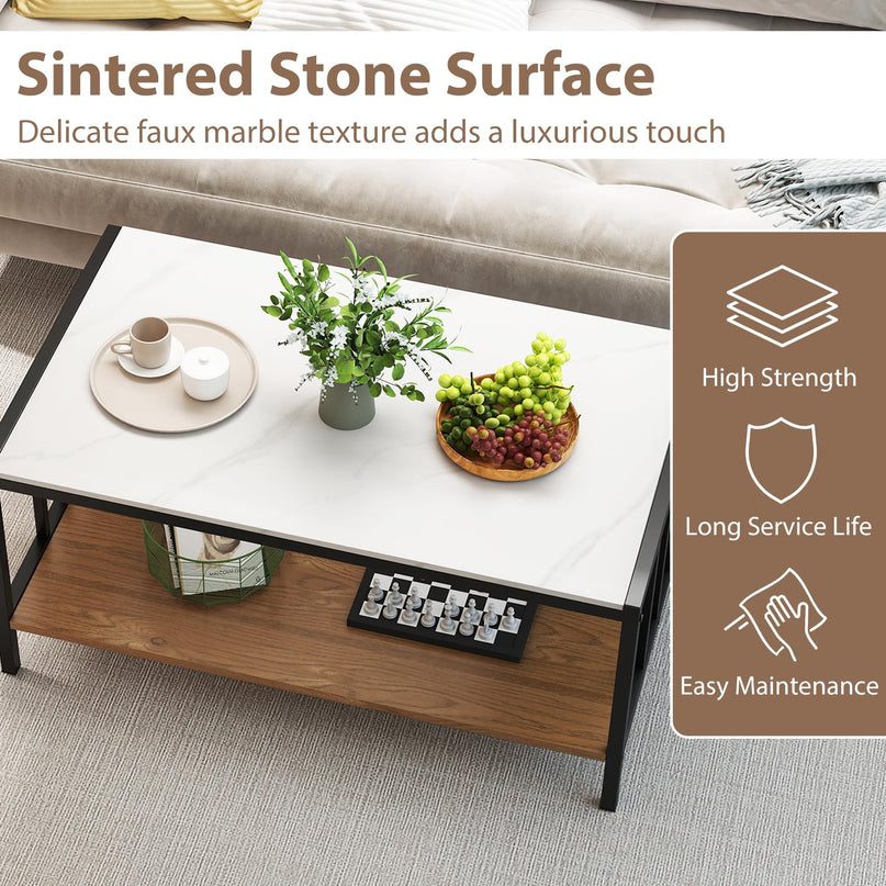 Giantex 2-Tier Coffee Table with Storage
