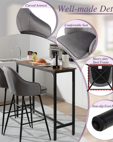 Giantex Modern Low Back Bar Chairs for Kitchen, Pub, Bistro, Grey