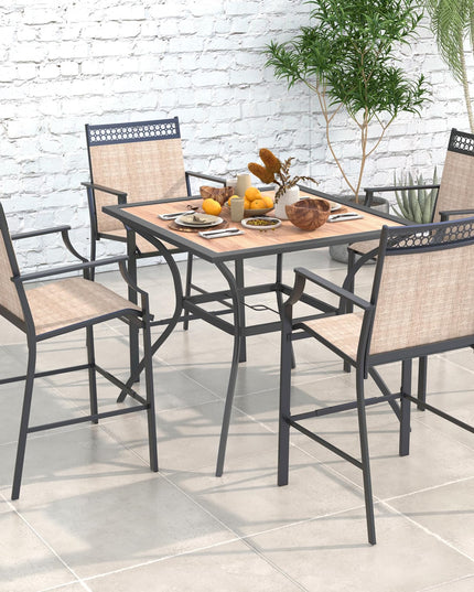 Giantex Patio Table with Umbrella Hole, Outdoor Dining Table for 4 People with All Weather Resistant Tabletop