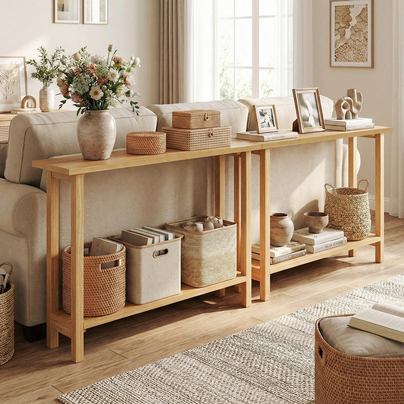 Giantex Table console en bois massif 119 cm | Table de canapé de style ferme à placer derrière le canapé pour le salon