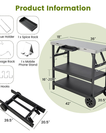Giantex Outdoor Grill Cart with Wheels
