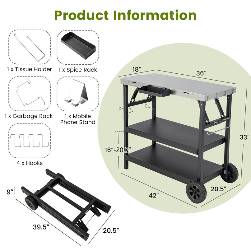 Giantex Outdoor Grill Cart with Wheels