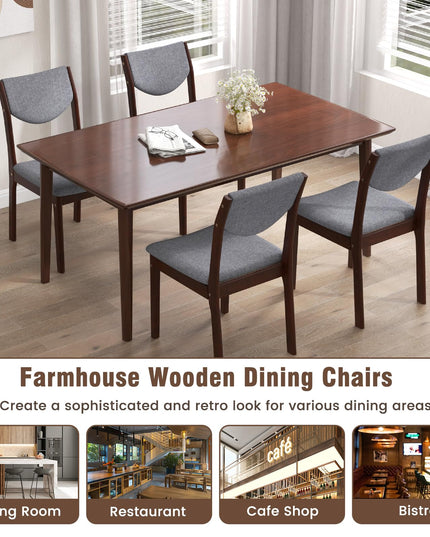 Giantex Wood Dining Chair, Wooden Kitchen Chairs with Rubber Wood Frame