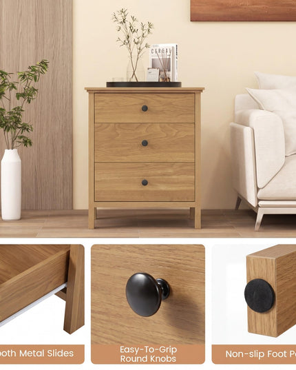 Giantex Nightstand with 3 Drawers for bedroom