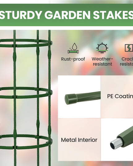Giantex 3-Pack Tomato Cages 60.5”Hx20” PE-Coated Metal Plant Cages & Supports