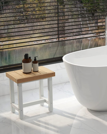 Giantex Shower Bench Waterproof HDPE - Shower Stool, Plastic Spa Bath Step Foot Rest for Bathroom