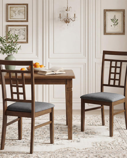 Giantex Farmhouse Kitchen Chairs with Upholstered Cushioned Seat and Lattice Back