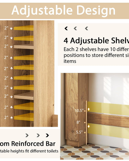 Giantex Over The Toilet Storage Cabinet, Double Door Freestanding Bathroom Organizer