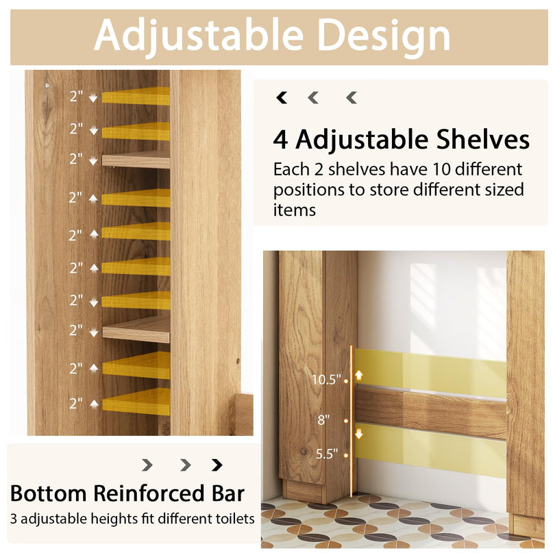Giantex Over The Toilet Storage Cabinet, Double Door Freestanding Bathroom Organizer