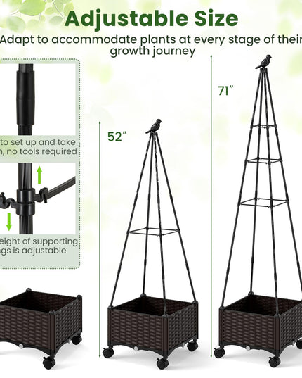 Giantex Raised Garden Bed with Wheels & Tomato Cage