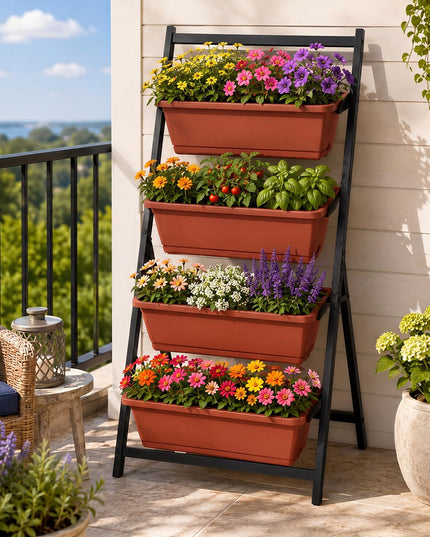 Giantex 4-Tier Vertical Garden Planter for Herbs Vegetables Flowers Fruits Indoor Outdoor