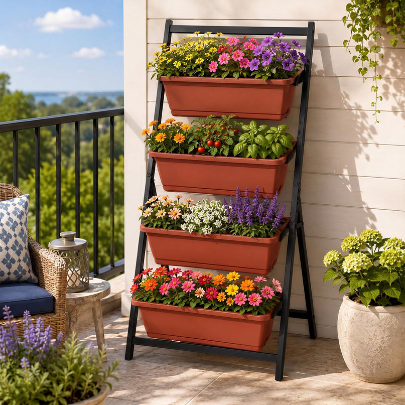 Giantex 4-Tier Vertical Garden Planter for Herbs Vegetables Flowers Fruits Indoor Outdoor