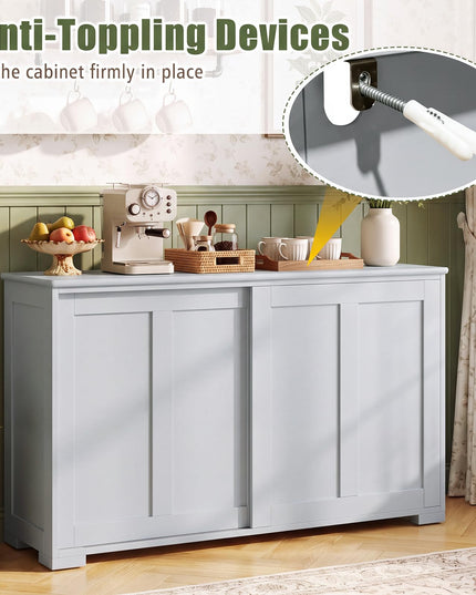 Meuble de rangement Giantex avec buffet, meuble à vin de bar à café, bahut de ferme avec porte coulissante