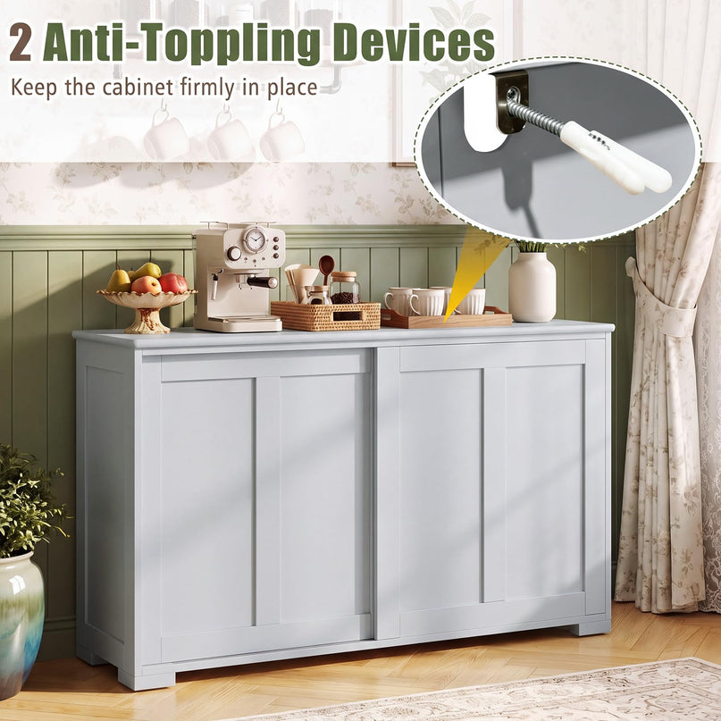 Giantex Buffet Cabinet with Storage, Coffee Bar Wine Cabinet, Farmhouse Sideboard w/Sliding Door