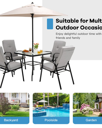 Giantex 4 Piece Patio Dining Chairs, Outdoor Stackable Chairs