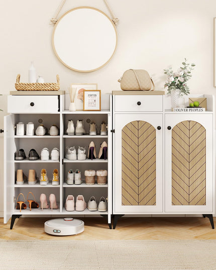 Giantex Shoe Cabinet with Doors, 6-Tier Shoe Organizer Cabinet with Drawer