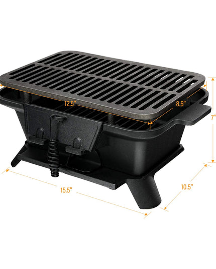 Portable Cast Iron Grill with Double-sided Grilling Net