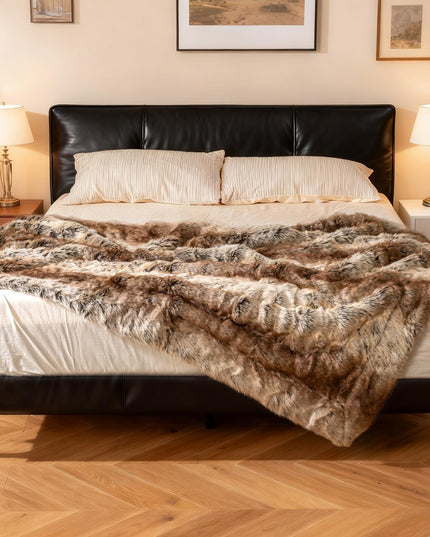 Giantex Couverture en fausse fourrure douce et moelleuse, style raton laveur, de luxe